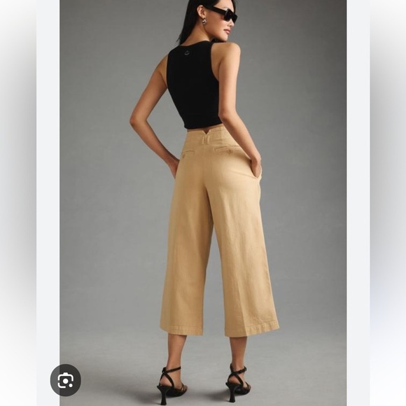 Maeve Anthropologie Remi Wide Leg Cropped Chino Pants Size 10 - Picture 7 of 15
